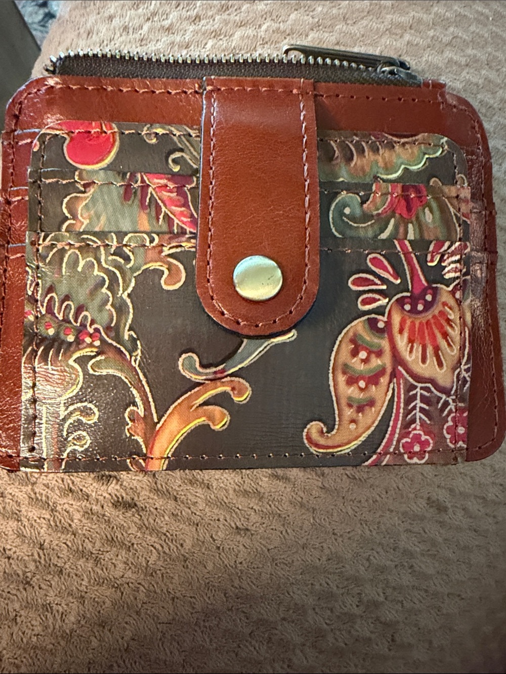 Patricia Nash Leather Paisley Zip Wallet Like New